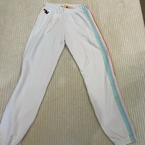Aviator Nation White 5 Stripe Sweatpants